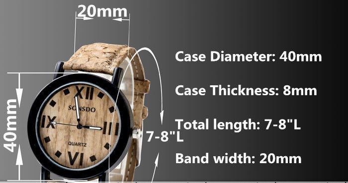 Unisex Cork & Wood Bezel Dial Wrist Watch