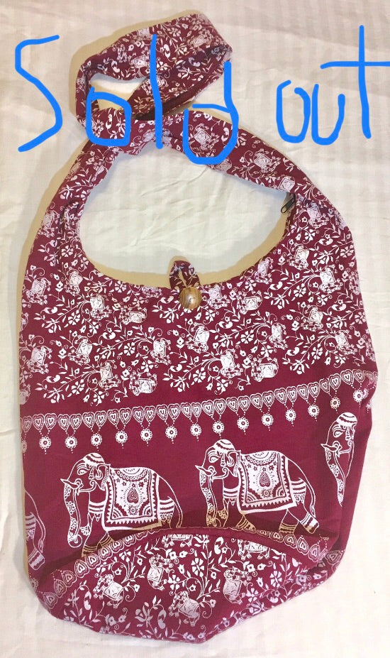 Fabric Shoulder Bag, Sling or Satchel - Yaam Elephant in Brick